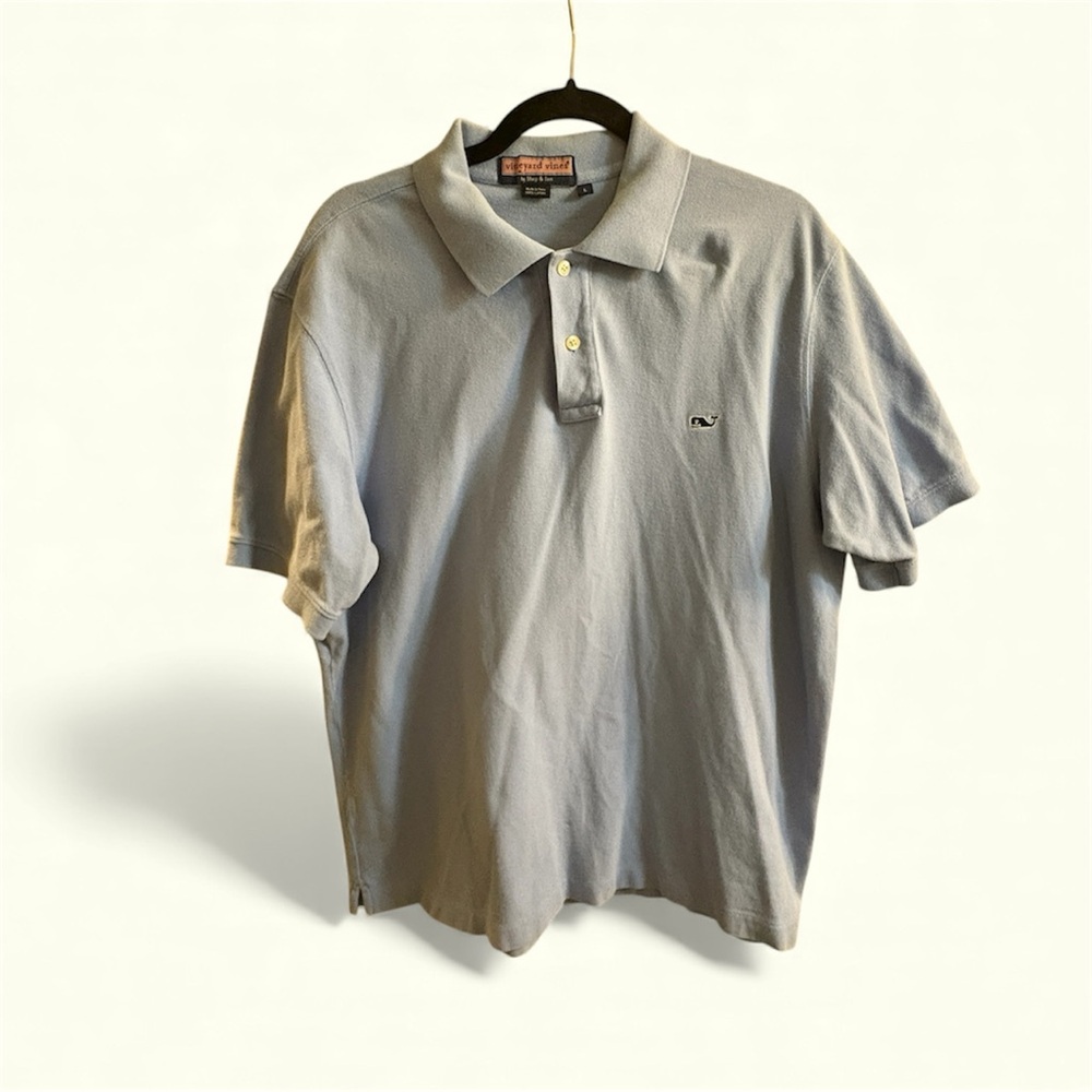 Vineyard Vines Light Blue Sleeve Polo Pique Shirt Men's Size L Whale